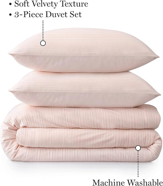 Martha Stewart Natalie 100% Cotton/Polyester Reversible 3pc Set-1 Duvet, 2 Pillow Shams