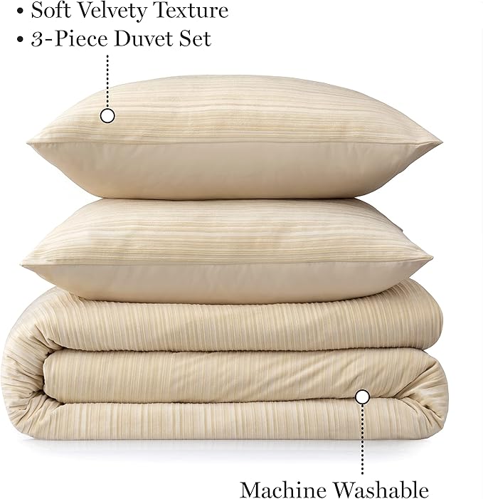 Martha Stewart Natalie 100% Cotton/Polyester Reversible 3pc Set-1 Duvet, 2 Pillow Shams