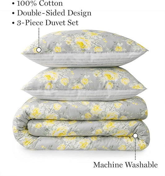 Martha Stewart Mariel 100% Cotton 3pc Set-1 Duvet, 2 Pillow Shams