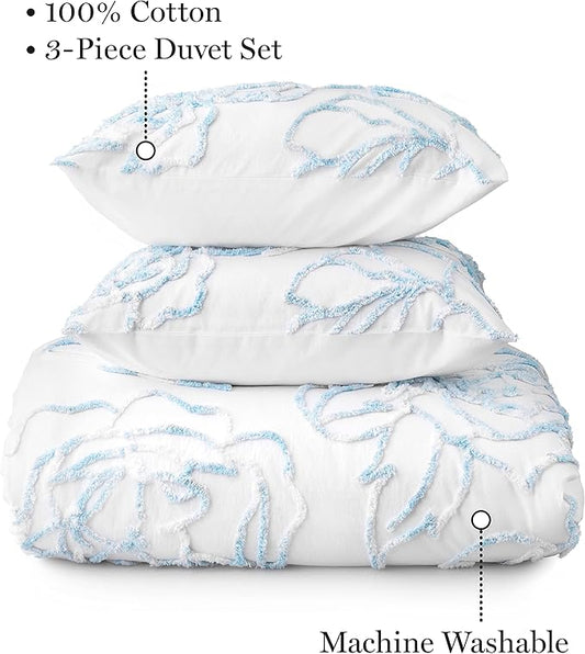 Martha Stewart Adrian 100% Cotton 3pc Set-1 Duvet, 2 Pillow Shams