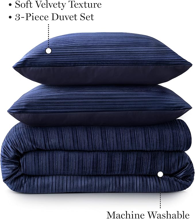 Martha Stewart Natalie 100% Cotton/Polyester Reversible 3pc Set-1 Duvet, 2 Pillow Shams