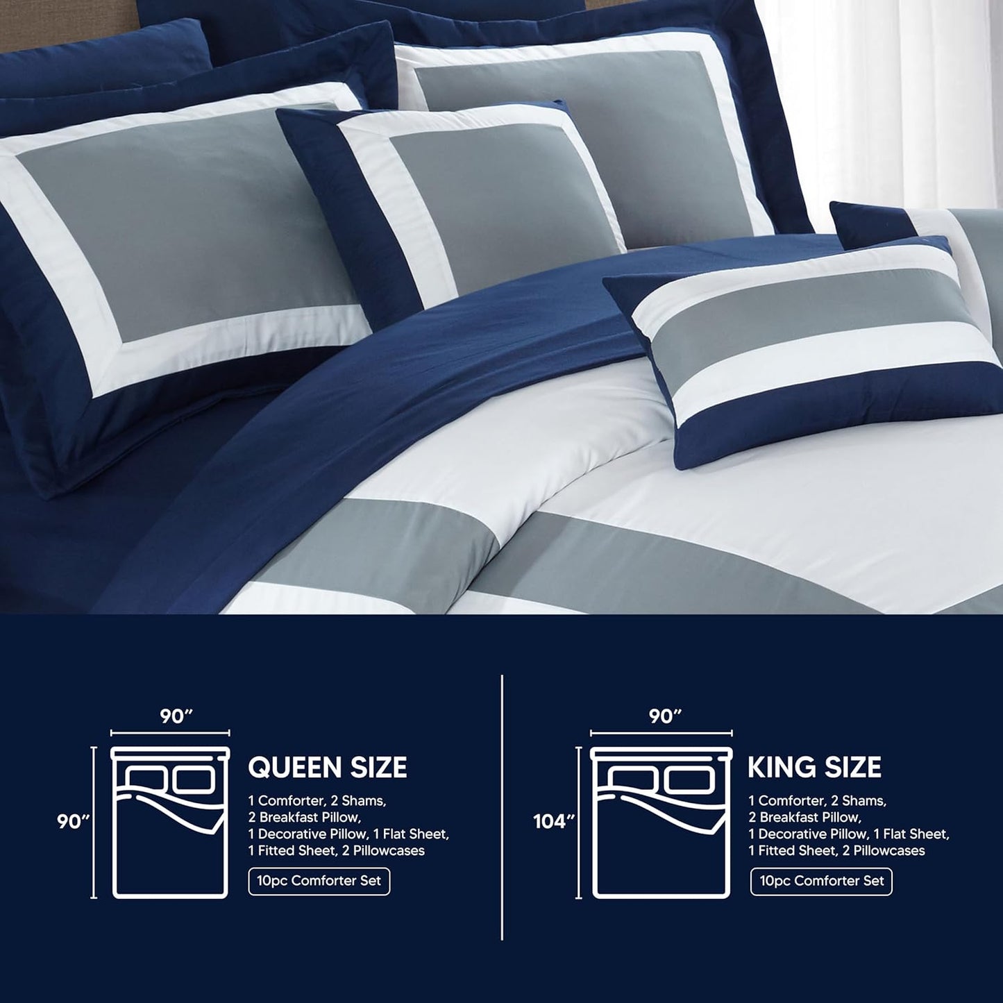 BED IN BAG Chic Home Duke 10 PC Comforter Set, Shams, Decorative Pillows, Sheets
