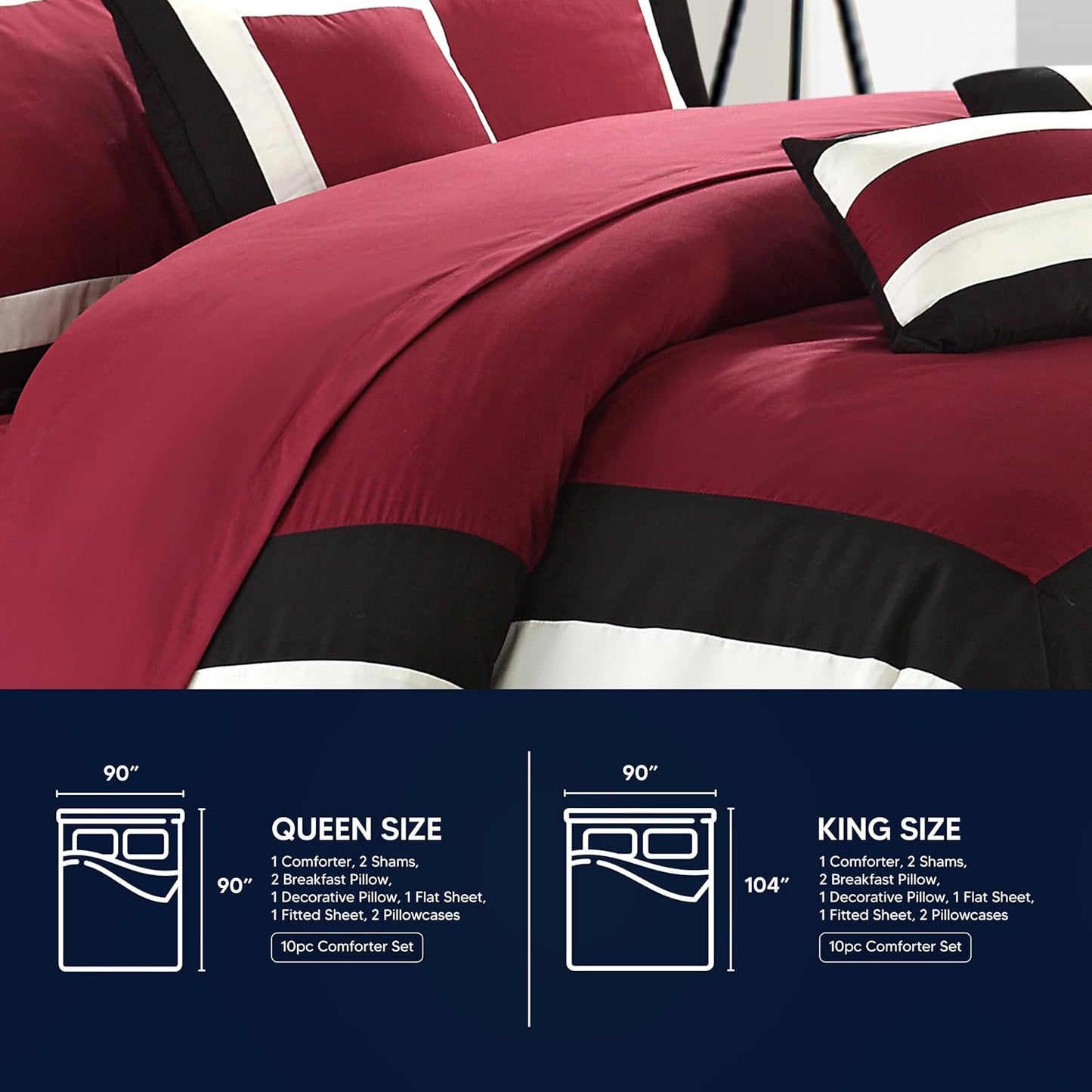 BED IN BAG Chic Home Duke 10 PC Comforter Set, Shams, Decorative Pillows, Sheets