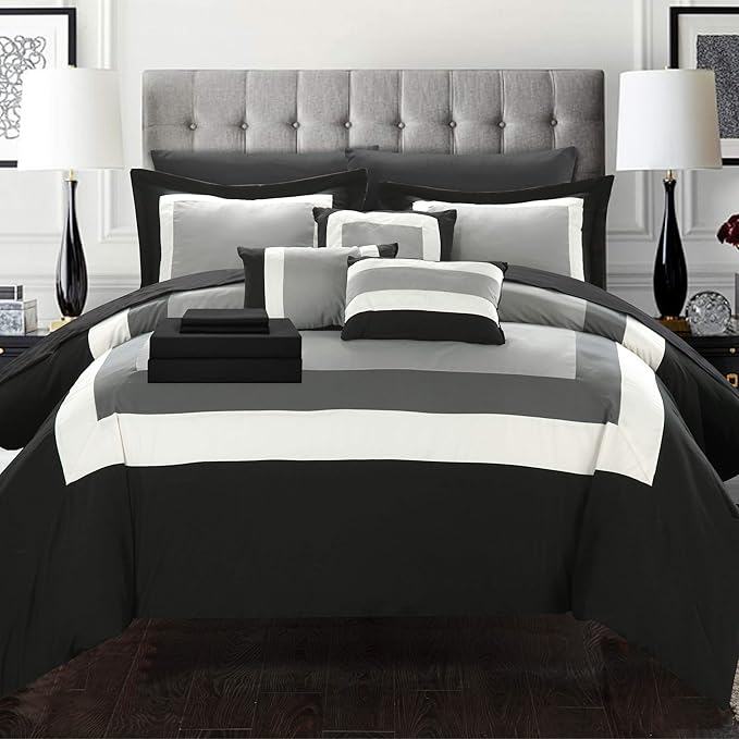 BED IN BAG Chic Home Duke 10 PC Comforter Set, Shams, Decorative Pillows, Sheets