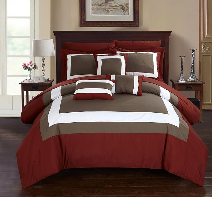 BED IN BAG Chic Home Duke 10 PC Comforter Set, Shams, Decorative Pillows, Sheets