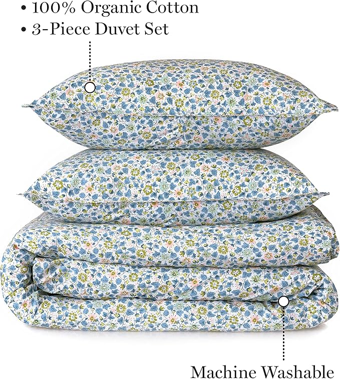 Martha Stewart Libby 100% Cotton 3pc Set-1 Duvet, 2 Pillow Shams