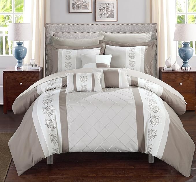 BED IN BAG Chic Home Clayton 10 PC Comforter, Shams, Decorative Pillows, Sheets