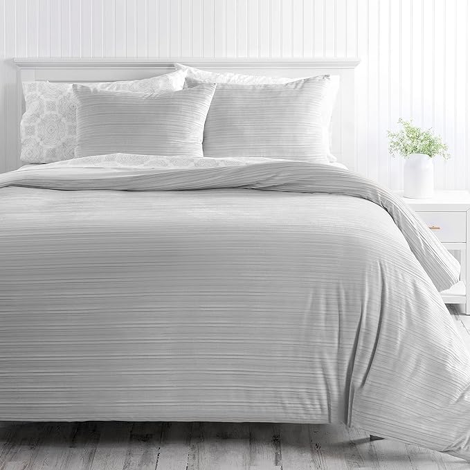 Martha Stewart Natalie 100% Cotton/Polyester Reversible 3pc Set-1 Duvet, 2 Pillow Shams
