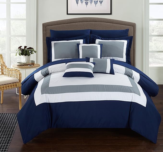 BED IN BAG Chic Home Duke 10 PC Comforter Set, Shams, Decorative Pillows, Sheets