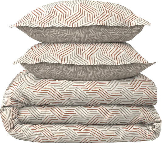 Scott Living Landry Cotton 3pc Set-1 Duvet, 2 Pillow Shams, Full/Queen, King