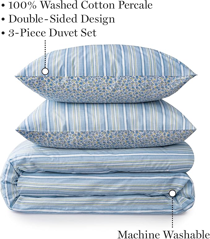 Martha Stewart Arielle 100% Cotton 3pc Set-1 Duvet, 2 Pillow Shams