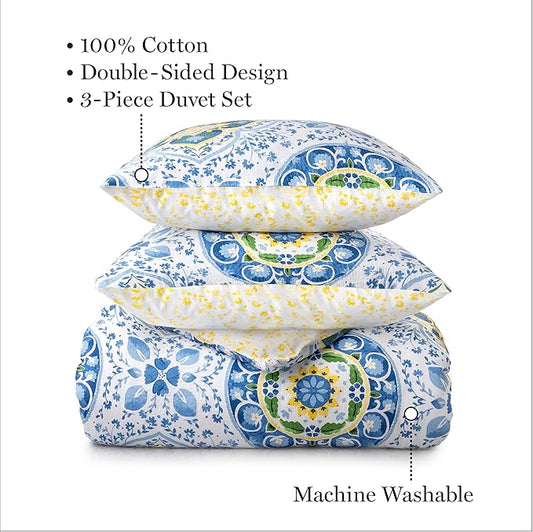 Martha Stewart Aria 100% Cotton 3pc Set-1 Duvet, 2 Pillow Shams
