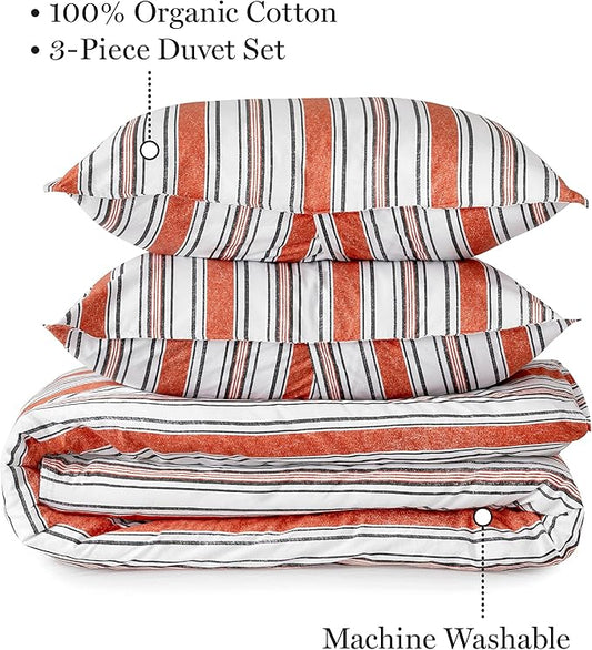 Martha Stewart Carden 100% Cotton 3pc Set-1 Duvet, 2 Pillow Shams