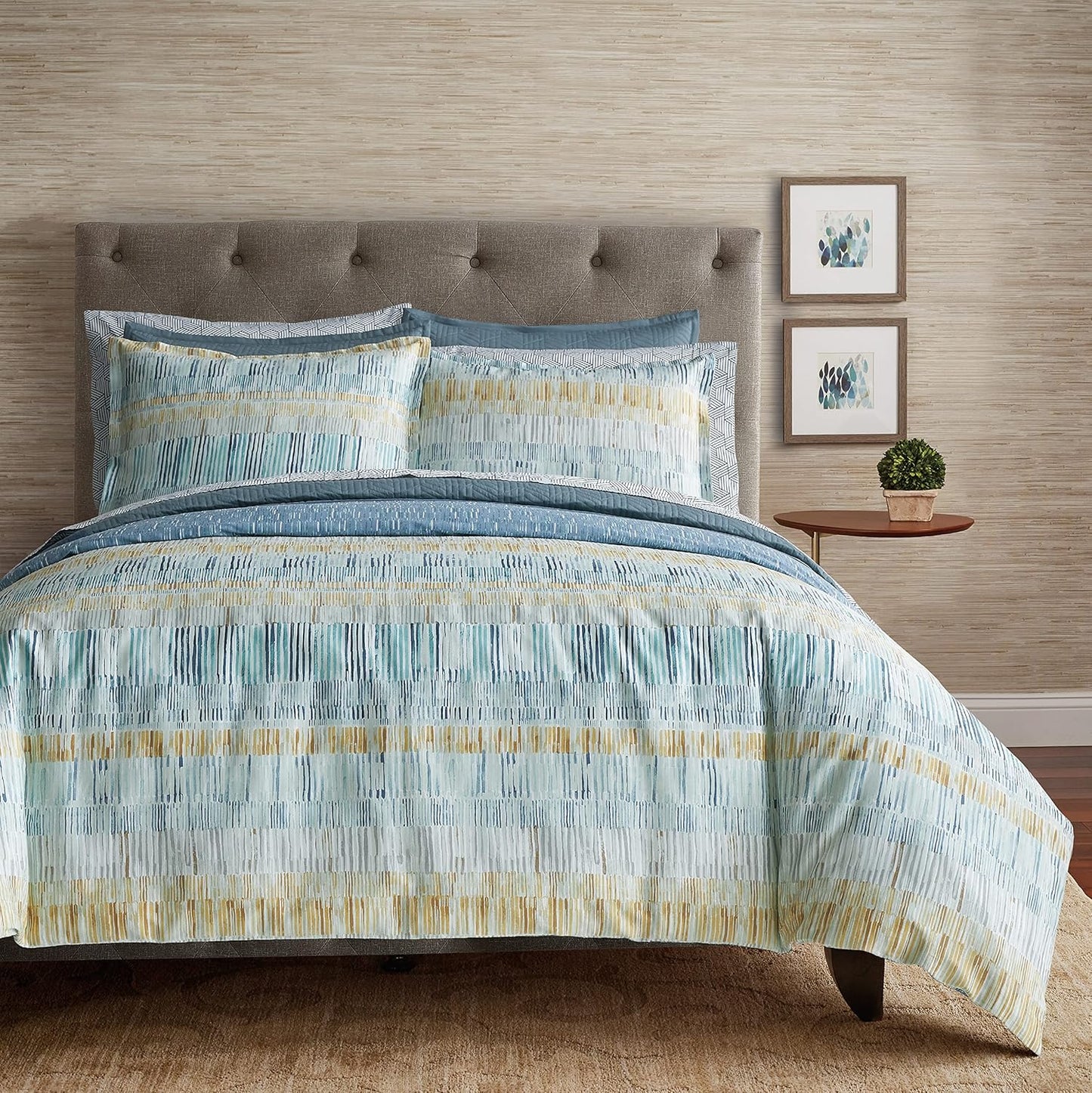 Scott Living Santiago Cotton 3pc Set-1 Duvet, 2 Pillow Shams, Full/Queen, King