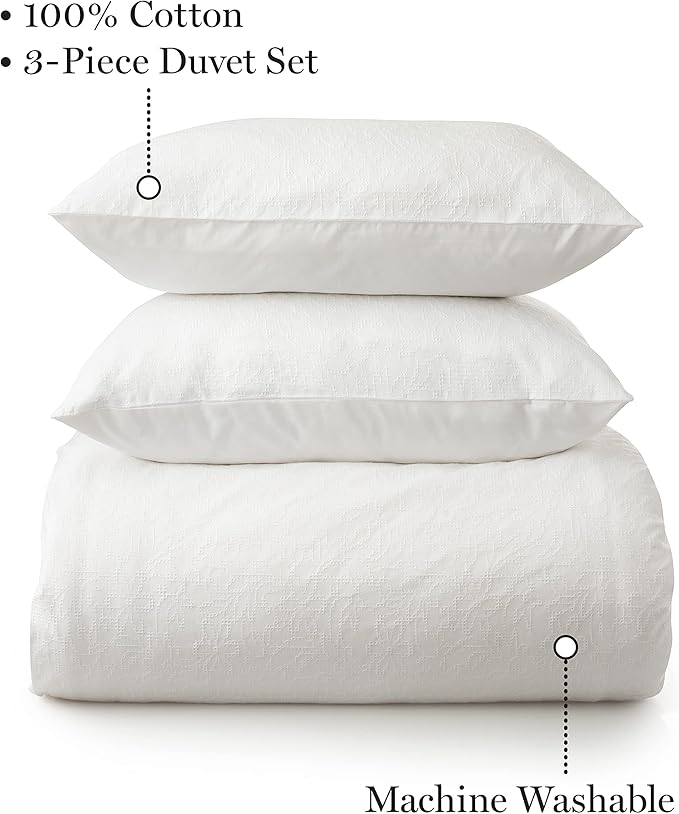 Martha Stewart Kinfolk 100% Cotton 3pc Set-1 Duvet, 2 Pillow Shams