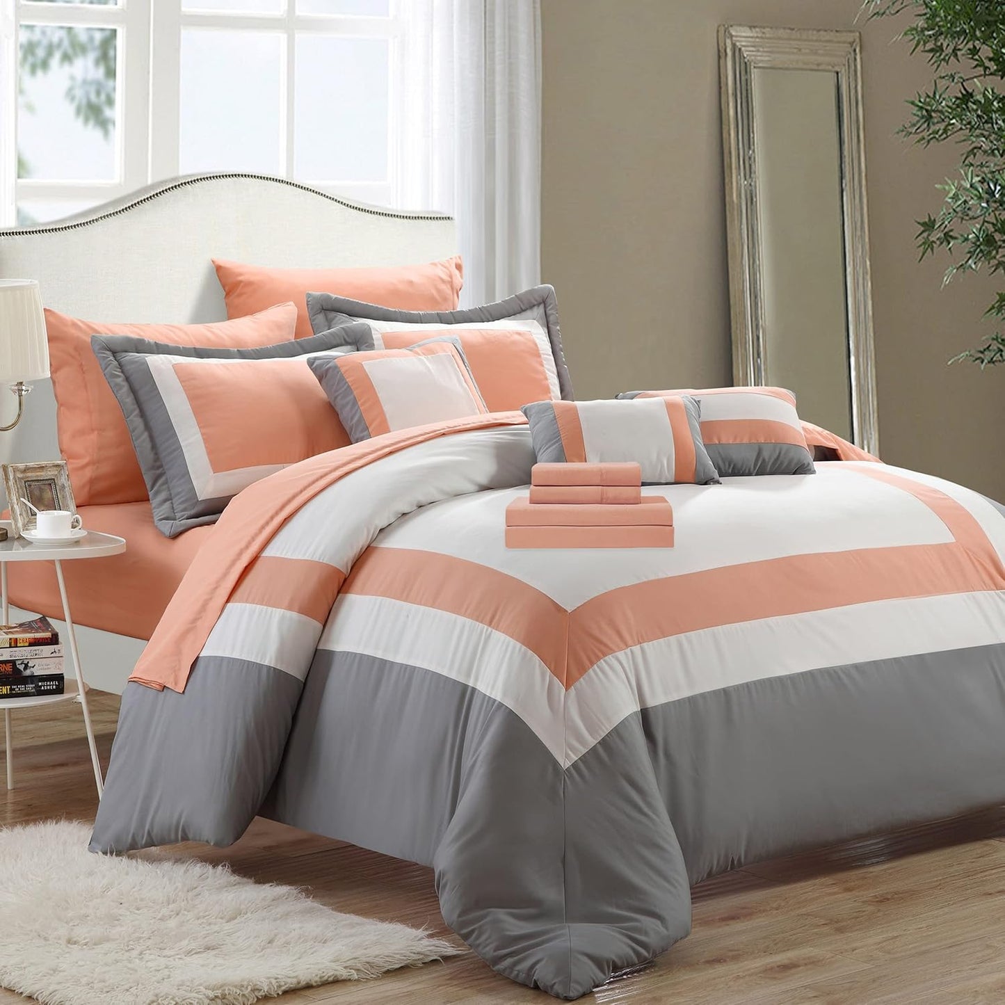 BED IN BAG Chic Home Duke 10 PC Comforter Set, Shams, Decorative Pillows, Sheets