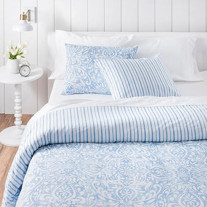 Martha Stewart Avery Medallion 100% Cotton 3pc Set-1 Duvet, 2 Pillow Shams