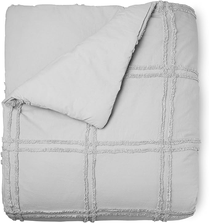 Martha Stewart Skylar Chenille 100% Cotton 3pc Set-1 Duvet, 2 Pillow Shams