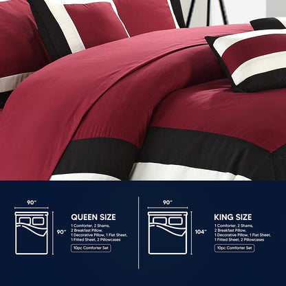 BED IN BAG Chic Home Duke 10 PC Comforter Set, Shams, Decorative Pillows, Sheets