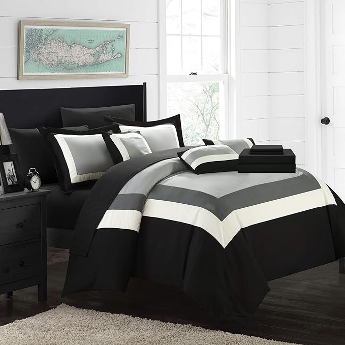 BED IN BAG Chic Home Duke 10 PC Comforter Set, Shams, Decorative Pillows, Sheets