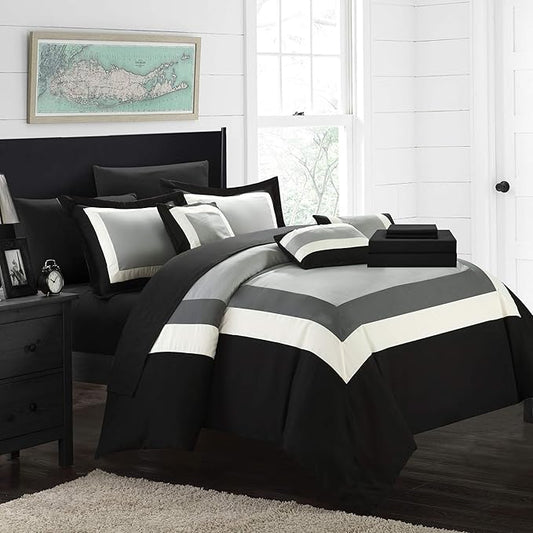 BED IN BAG Chic Home Duke 10 PC Comforter Set, Shams, Decorative Pillows, Sheets
