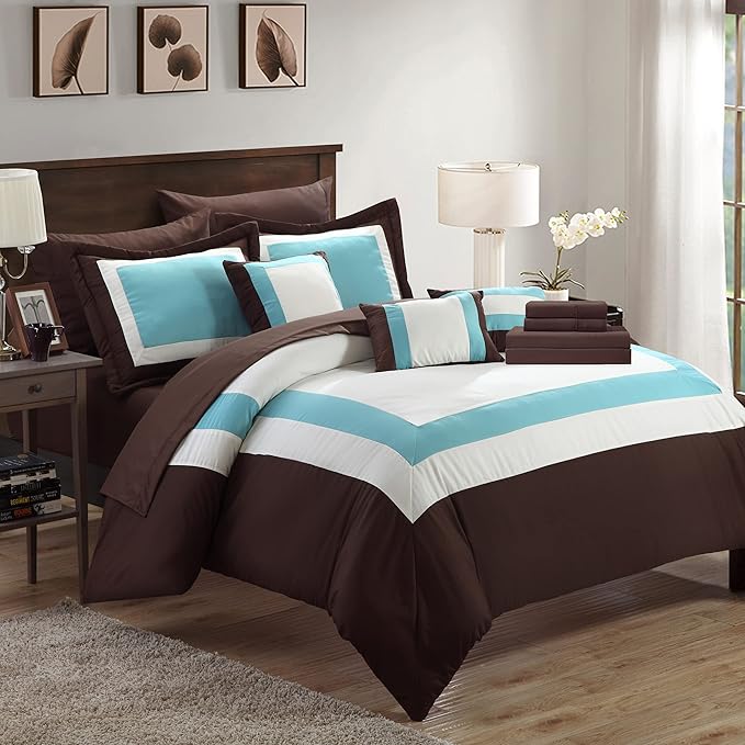 BED IN BAG Chic Home Duke 10 PC Comforter Set, Shams, Decorative Pillows, Sheets