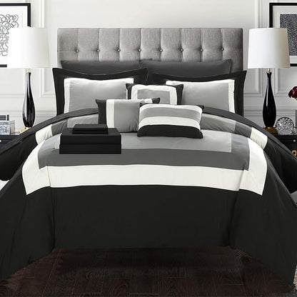 BED IN BAG Chic Home Duke 10 PC Comforter Set, Shams, Decorative Pillows, Sheets