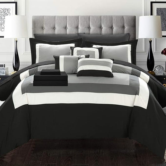 BED IN BAG Chic Home Duke 10 PC Comforter Set, Shams, Decorative Pillows, Sheets