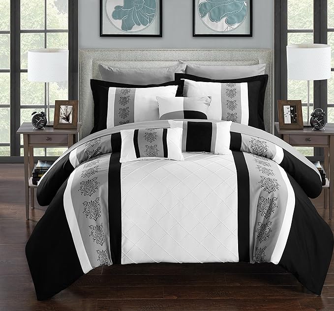 BED IN BAG Chic Home Clayton 10 PC Comforter, Shams, Decorative Pillows, Sheets