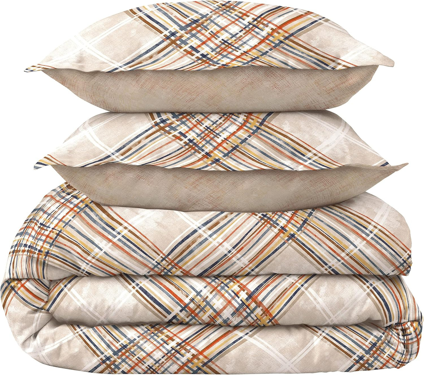 Scott Living Hollis Cotton 3pc Set-1 Duvet, 2 Pillow Shams, Full/Queen, King