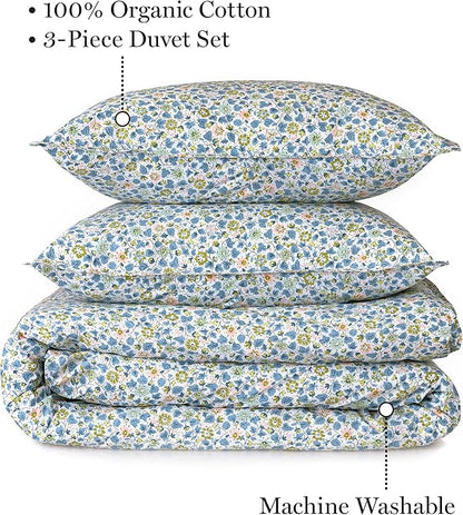 Martha Stewart Libby 100% Cotton 3pc Set-1 Duvet, 2 Pillow Shams