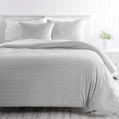 Martha Stewart Natalie 100% Cotton/Polyester Reversible 3pc Set-1 Duvet, 2 Pillow Shams