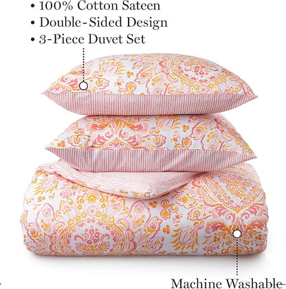 Martha Stewart Yasmin 100% Cotton 3pc Set-1 Duvet, 2 Pillow Shams
