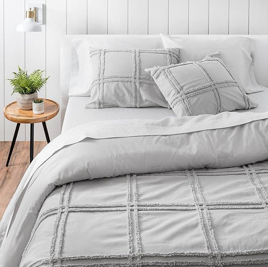 Martha Stewart Skylar Chenille 100% Cotton 3pc Set-1 Duvet, 2 Pillow Shams