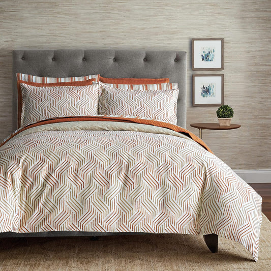 Scott Living Landry Cotton 3pc Set-1 Duvet, 2 Pillow Shams, Full/Queen, King