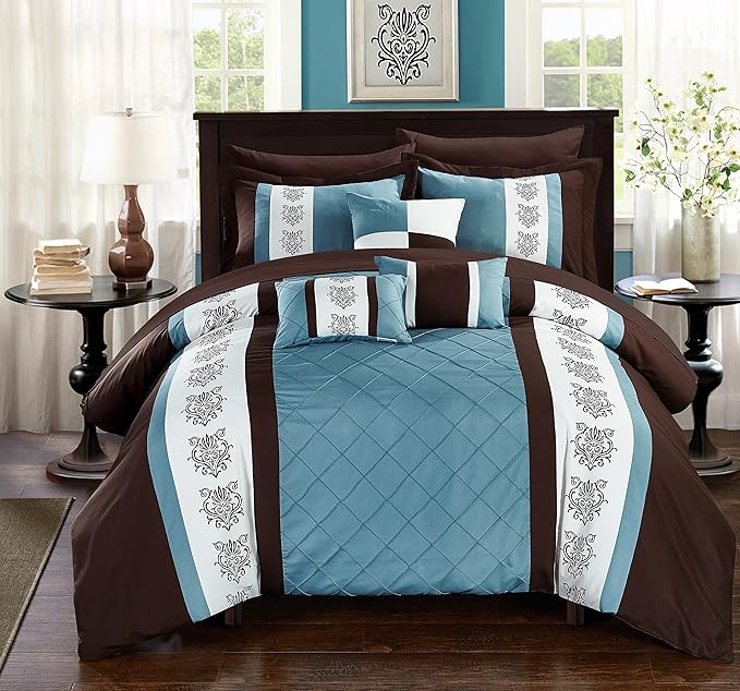 BED IN BAG Chic Home Clayton 10 PC Comforter, Shams, Decorative Pillows, Sheets