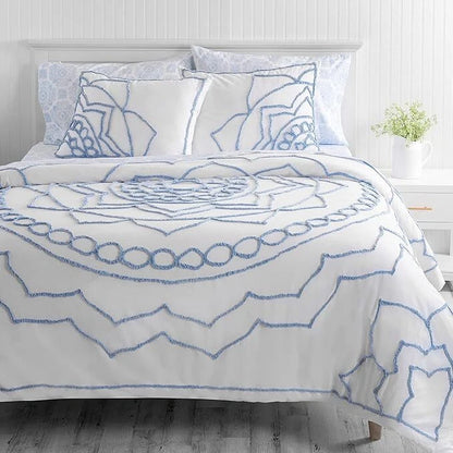 Martha Stewart Sophia Medallion 100% Cotton 3pc Set-1 Duvet, 2 Pillow Shams